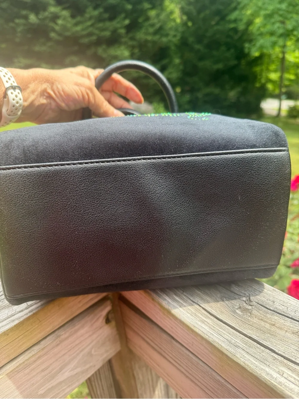 Juicy Couture Black Suede Satchel with Crystal Logo